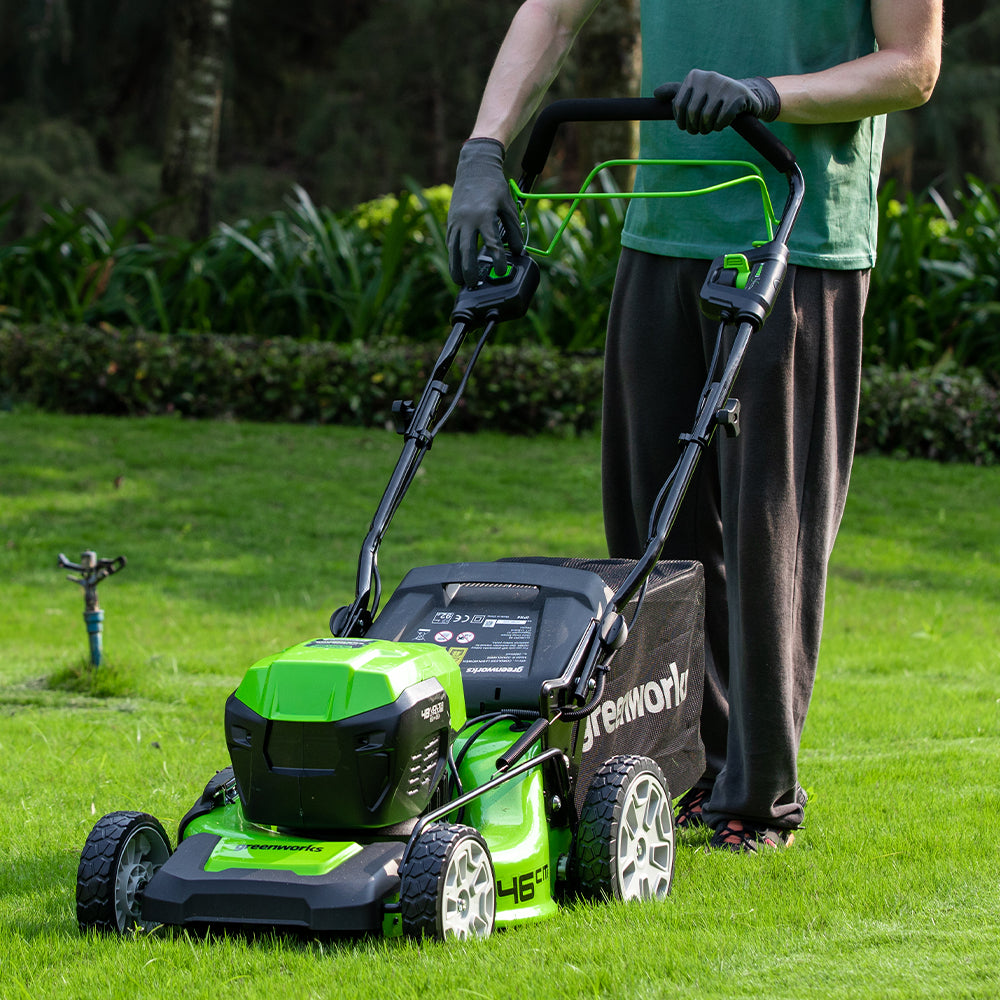 POWERALL 48V (24V x 2) Rasenmäher 46cm mit Radantrieb - 2x 4Ah Akkus