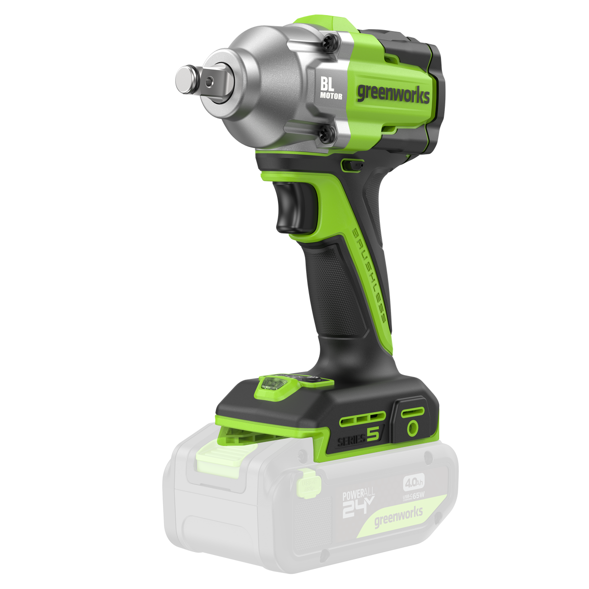 Greenworks cordless drill on a white background