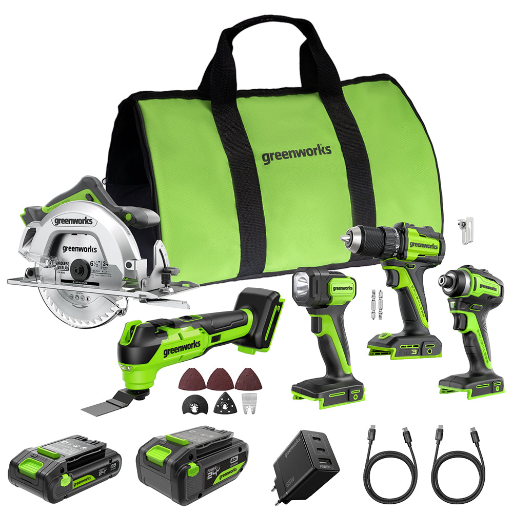 POWERALL 24V 5-teiliges Elektrowerkzeug-Set - 2 Akkus
