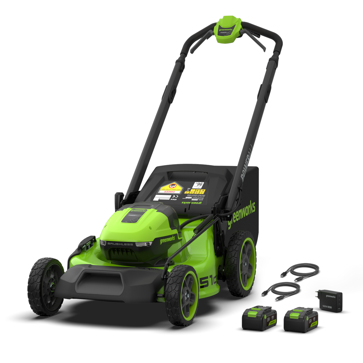 POWERALL 48V (24V x 2) Rasenmäher 51cm mit Radantrieb - 2x 6Ah Akkus