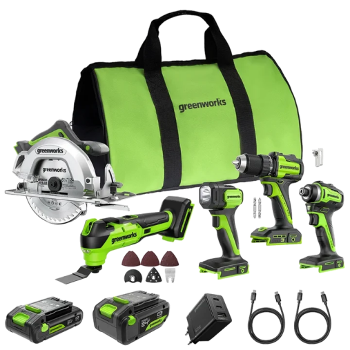 POWERALL 24V 5-teiliges Elektrowerkzeug-Set - 2 Akkus