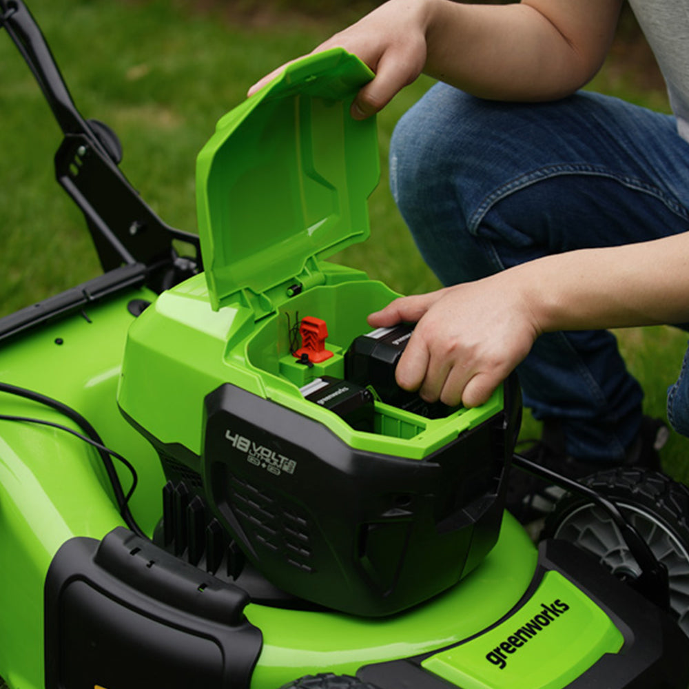 POWERALL 48V (24V x 2) Rasenmäher 46cm mit Radantrieb - 2x 4Ah Akkus