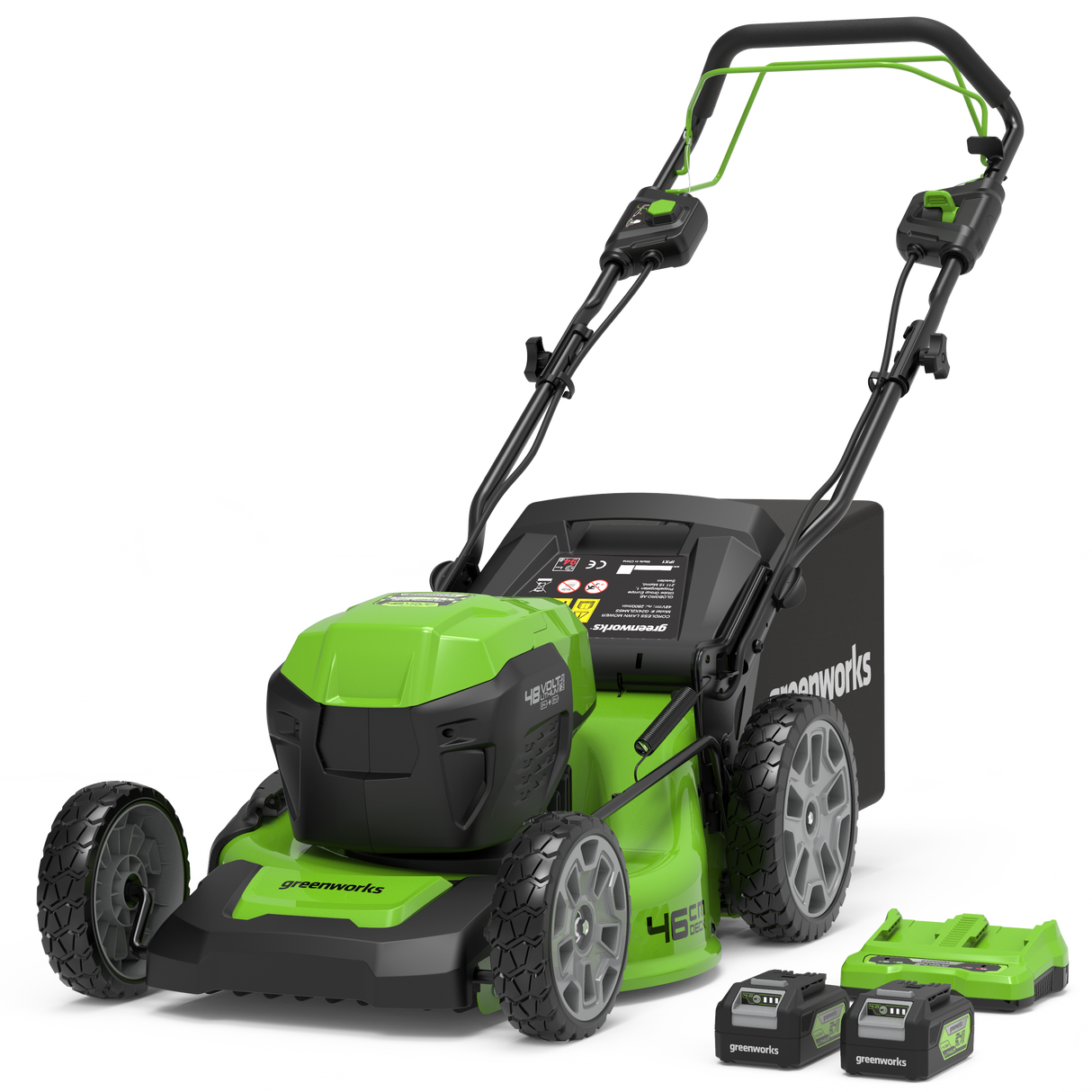 POWERALL 48V (24V x 2) Rasenmäher 46cm mit Radantrieb - 2x 4Ah Akkus
