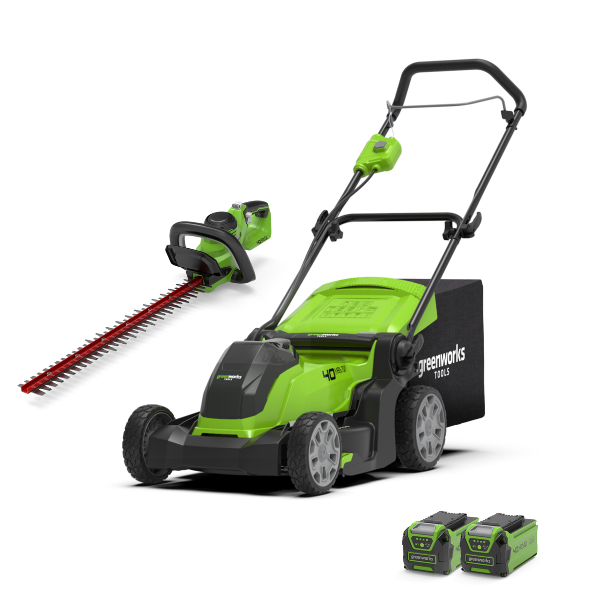40V Rasenmäher 41cm + Heckenschere 61cm Set