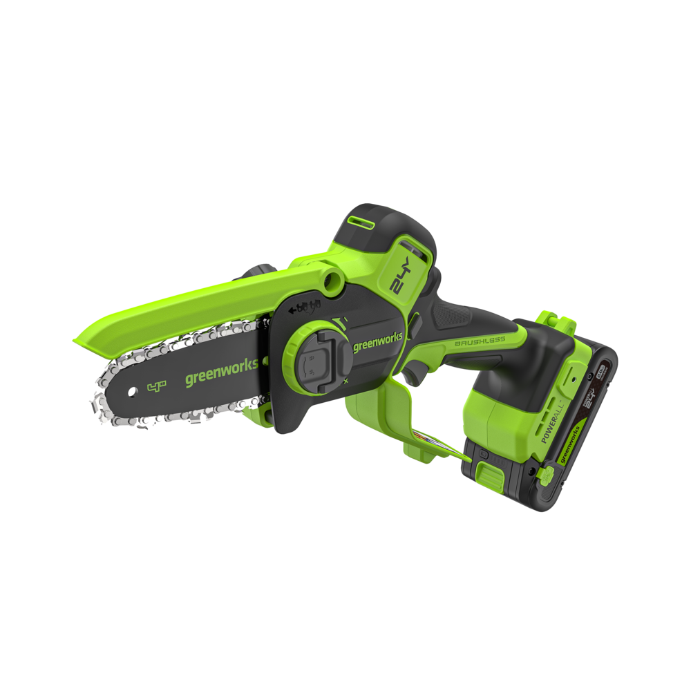 POWERALL 24V Mini-Kettensäge 10cm Gen. II mit Verlängerungsstab - 2Ah Akku