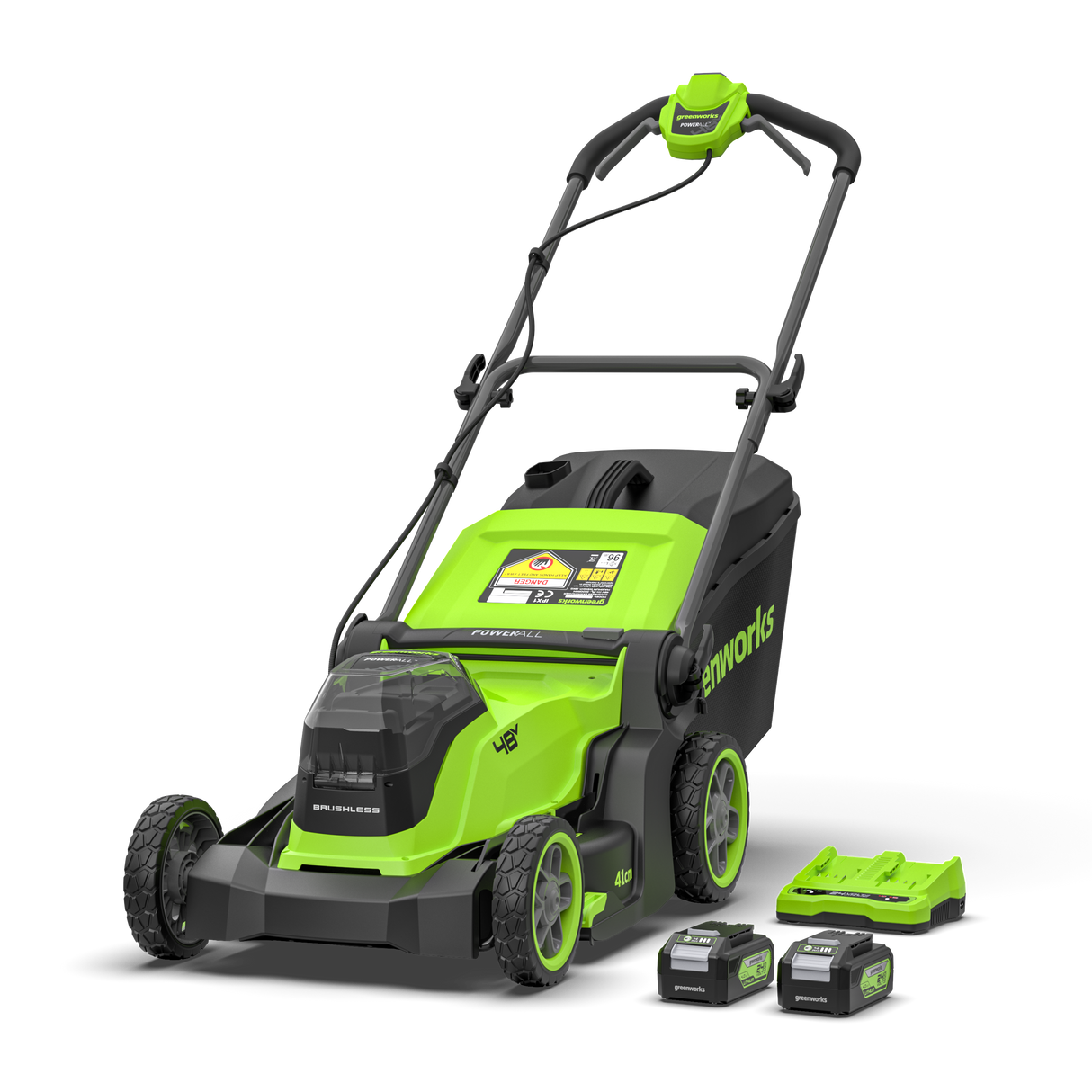 POWERALL 48V (24V x 2) Rasenmäher 41cm - 2x 4Ah Akkus