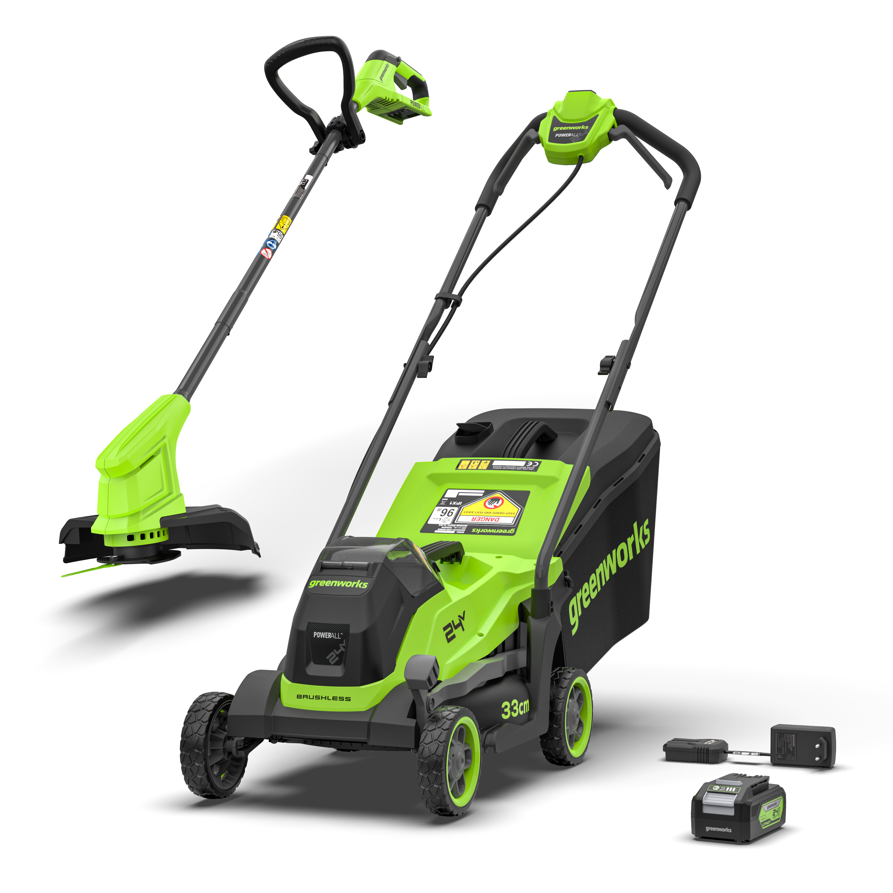 POWERALL 24V Rasenmäher 33cm + Rasentrimmer 25cm Gen. II Set