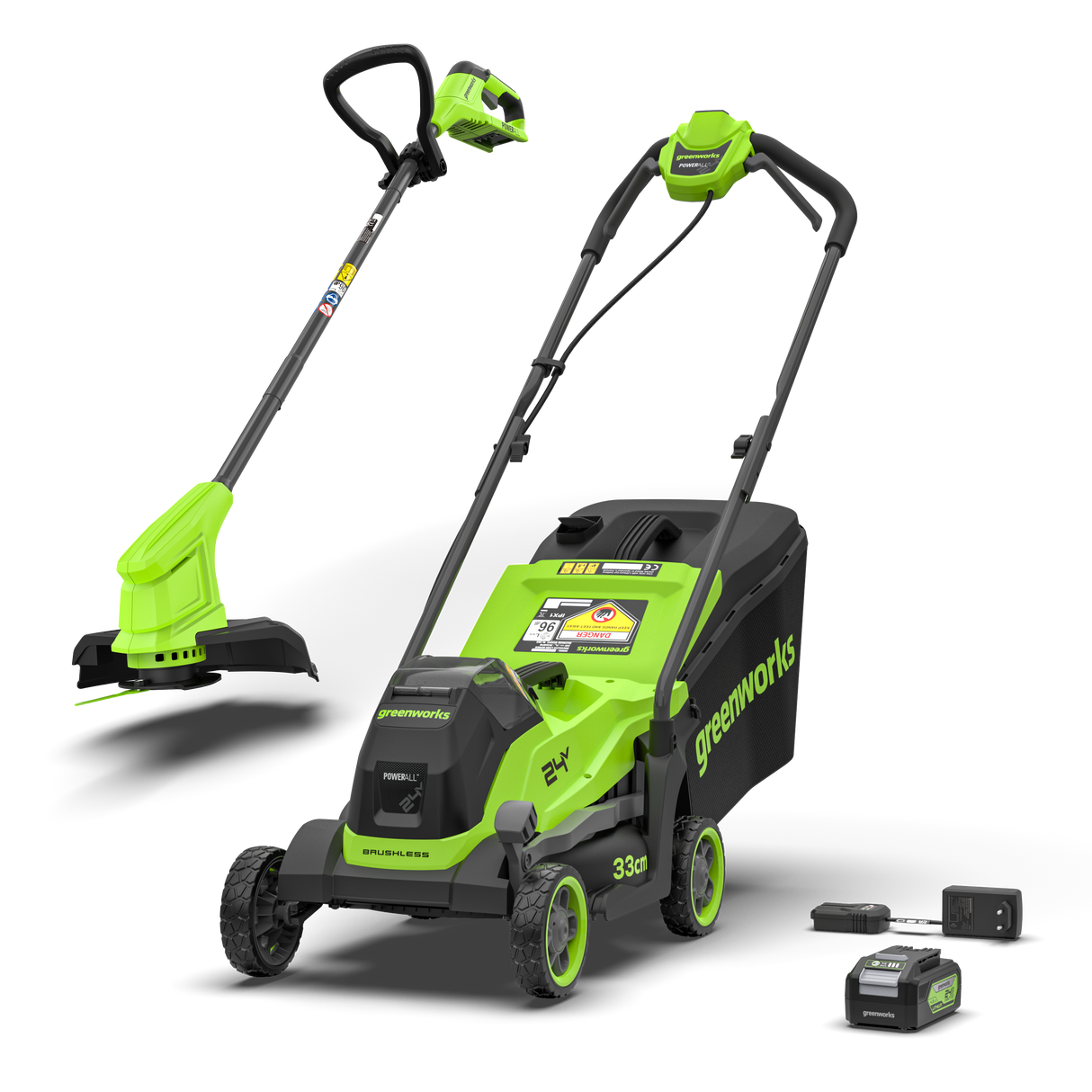 POWERALL 24V Rasenmäher 33cm + Rasentrimmer 25cm Gen. II Set
