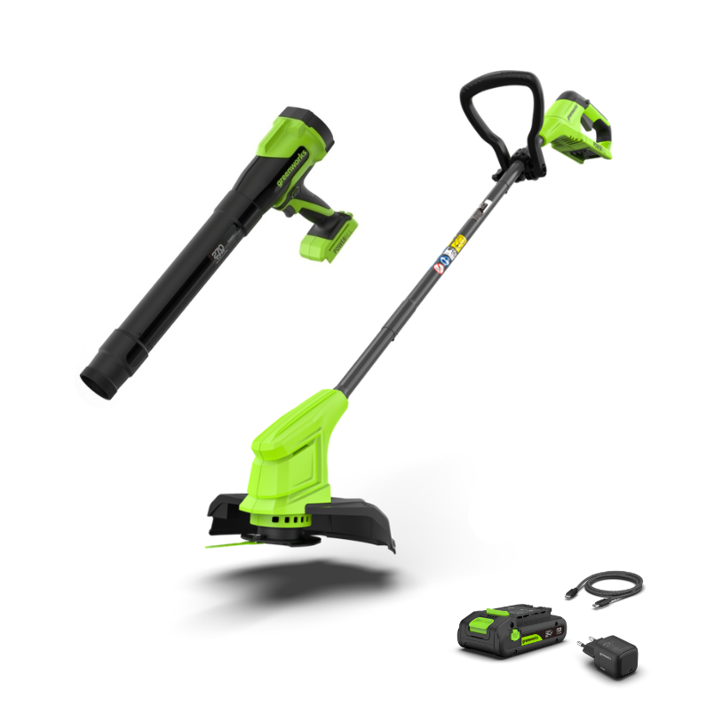 POWERALL 24V Rasentrimmer 25cm + Laubbläser 209 km/h Set