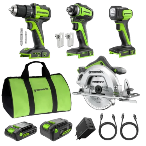 POWERALL 24V 4-teiliges Elektrowerkzeug-Set - 2 Akkus