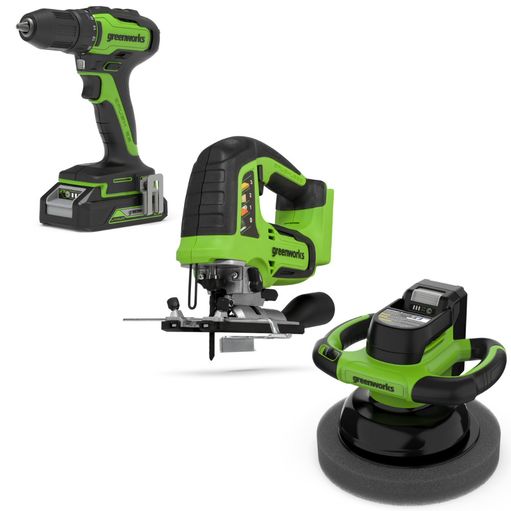 POWERALL 24V Akkuschrauber + Stichsäge + Poliermaschine Set