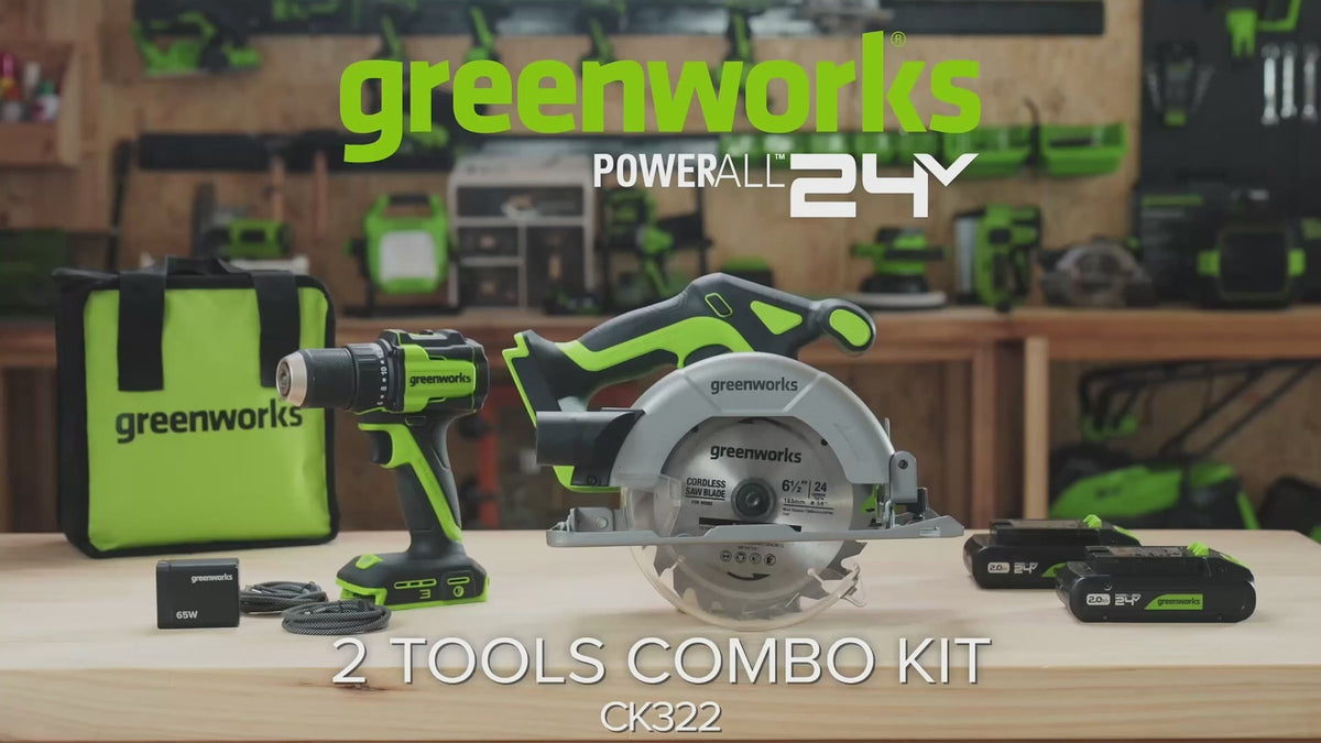 POWERALL 24V Akkuschrauber + Kreissäge Set - 2x 2Ah Akkus