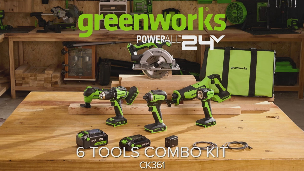 POWERALL 24V 6-teiliges Elektrowerkzeug-Set - 2 Akkus